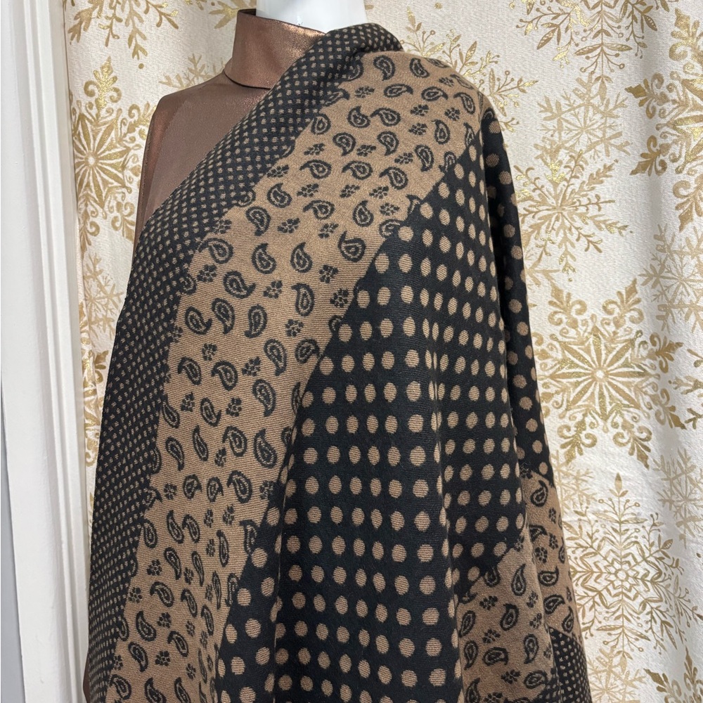 Brown and Black Patterned Shawl